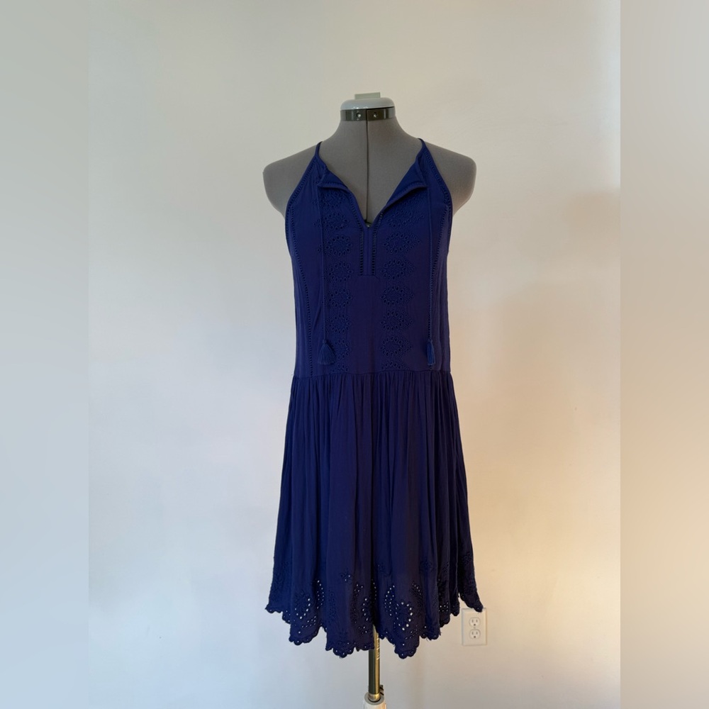 LOFT Royal Blue Eyelet Mini Dress